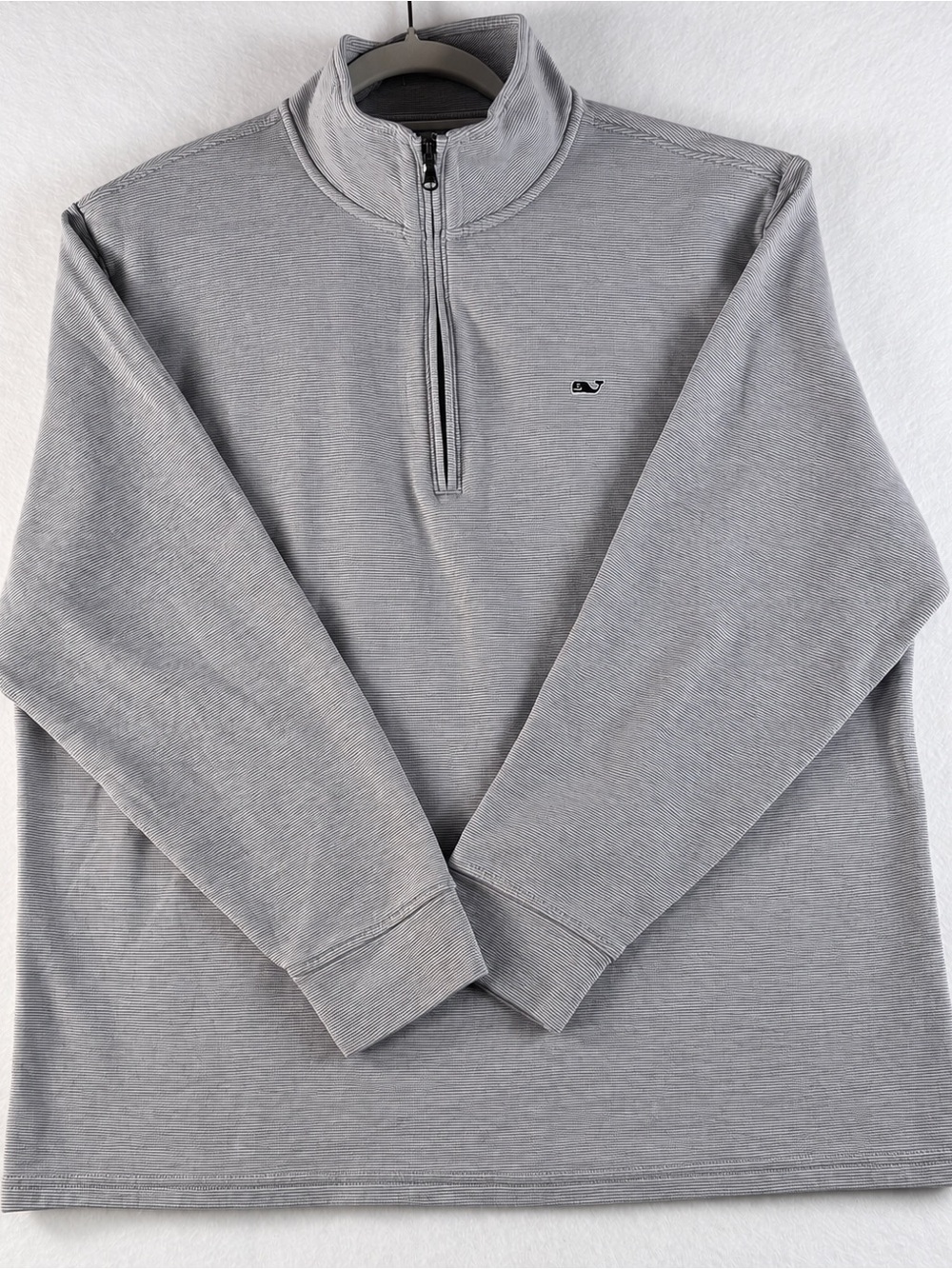 Vineyard Vines Saltwater 1/4 Zip Pullover Men’s XL Gray Mini Stripe Whale